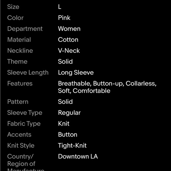 American Apparel Women's V-neck Button-up Pink Size L Sweater Excellent Cond. - Picture 4 of 4